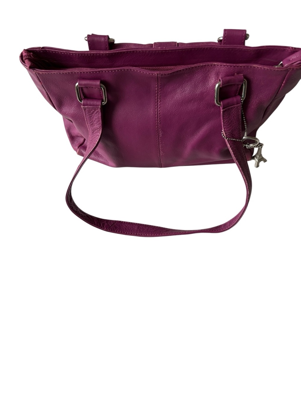 Women's Plum Leather Shoulder Bag with Front Ring Detail - Picture 11 of 11